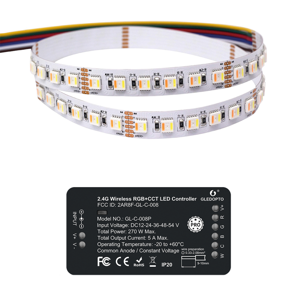 RGB + CCT controller and 5 meter stripe set 96 LED / m ZigBee compatible