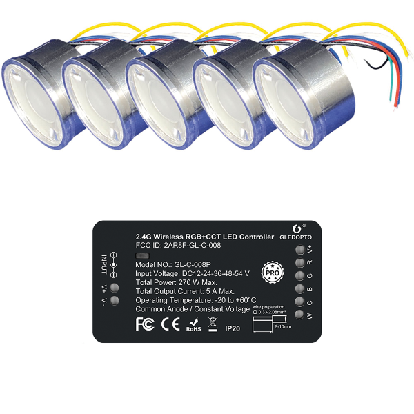 RGBCCT 4W Einbaustrahler SET ZigBee Lichtsteuerung kompatibel Einbaurahmen