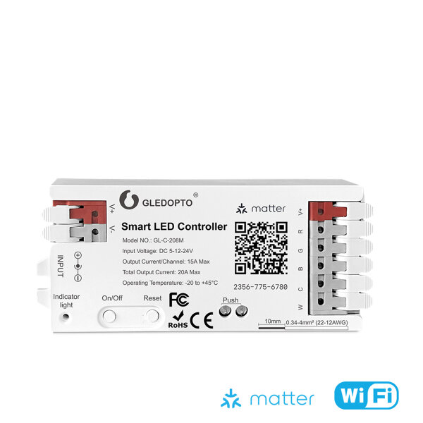 Matter RGBCCT LED Controller für 5-12–24V LED-Streifen Amazon Zertifiziert